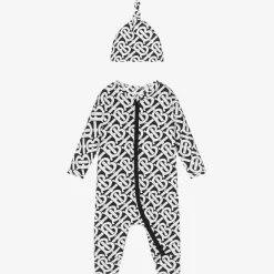 Burberry Black & White Cotton Romper Gift Set Best