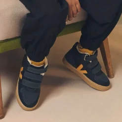 VEJA Black & Yellow Leather V-10 Trainers Hot