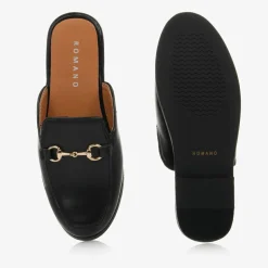 Romano Black Backless Loafer Shoes Sale