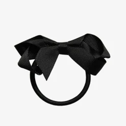 Peach Ribbons Black Bow Hair Elastic (7cm)