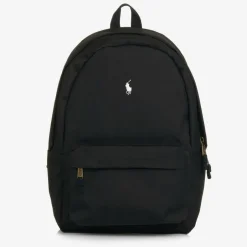 Ralph Lauren Black Canvas Pony Logo Backpack (45cm) New