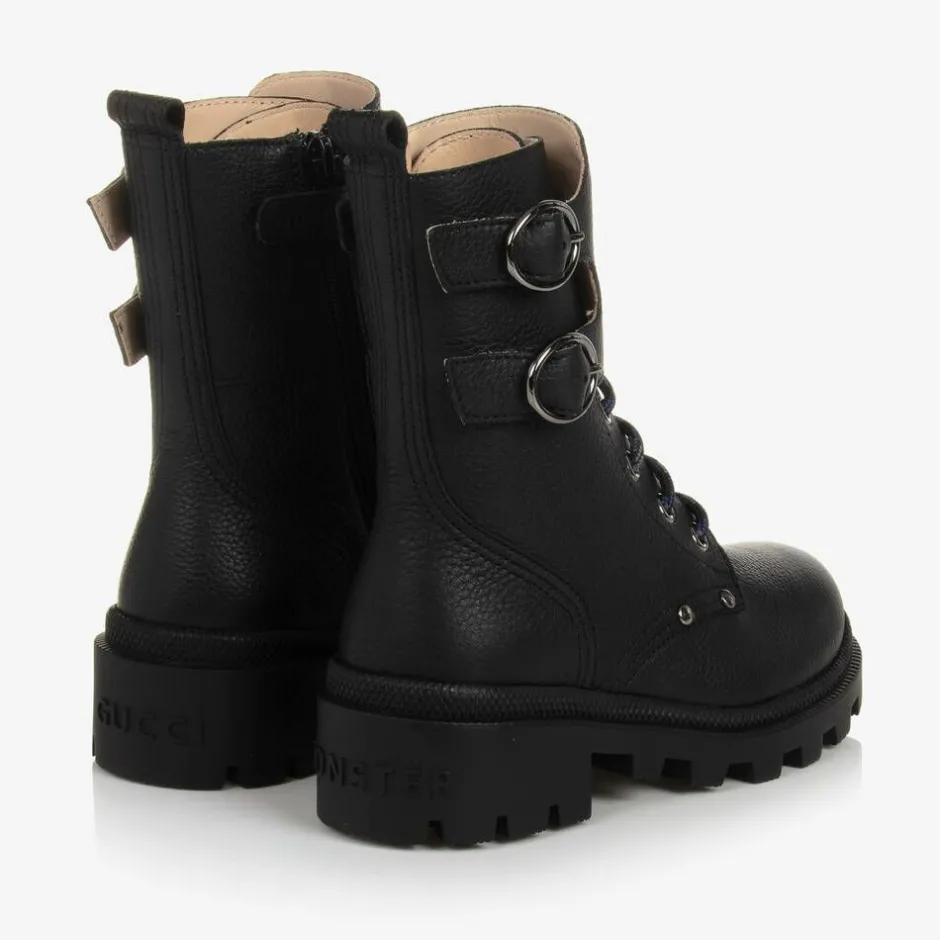 Gucci Black Chunky Leather Boots Clearance