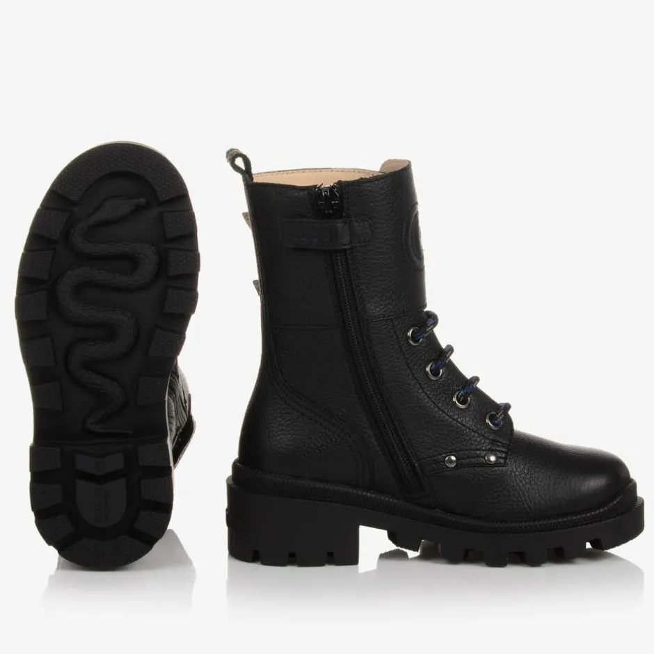 Gucci Black Chunky Leather Boots Clearance