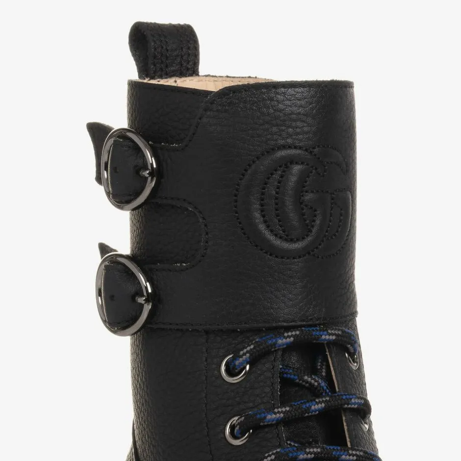 Gucci Black Chunky Leather Boots Clearance