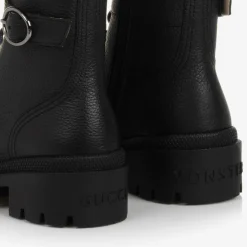 Gucci Black Chunky Leather Boots Clearance