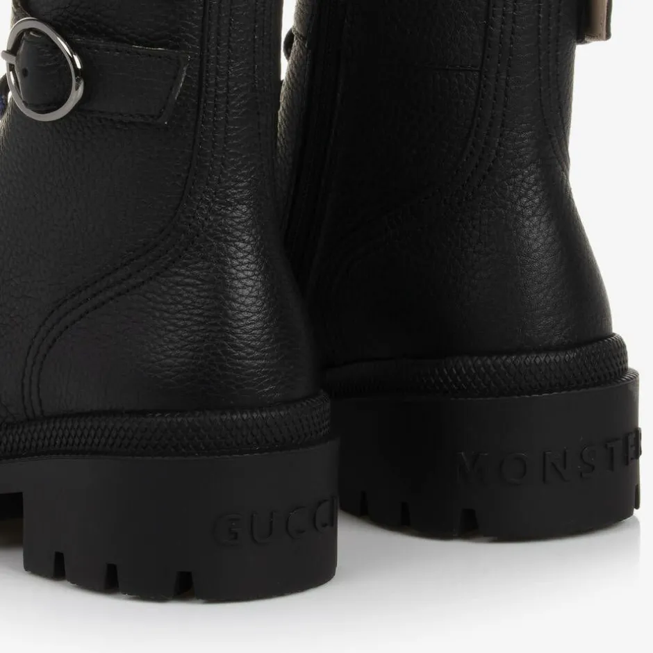 Gucci Black Chunky Leather Boots Clearance