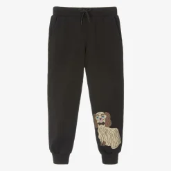 Mini Rodini Black Cotton Dog Print Joggers Hot