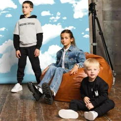 Moschino Kid-Teen Black Cotton Embossed Logo Hoodie Outlet