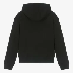 Moschino Kid-Teen Black Cotton Embossed Logo Hoodie Outlet