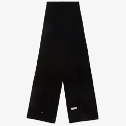 Tommy Hilfiger Black Cotton Knit Flag Logo Scarf Outlet