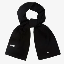 Tommy Hilfiger Black Cotton Knit Flag Logo Scarf Outlet