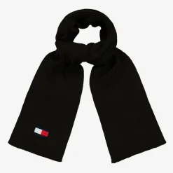 Tommy Hilfiger Black Cotton Knit Flag Scarf Hot