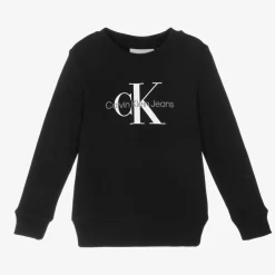 Calvin Klein Black Cotton Monogram Logo Sweatshirt Hot