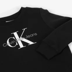 Calvin Klein Black Cotton Monogram Logo Sweatshirt Hot