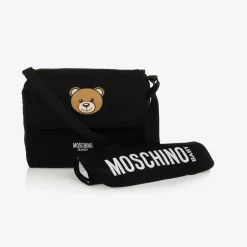 Moschino Baby Black Cotton Teddy Bear Changing Bag (49cm) New