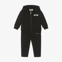 Moschino Baby Black Cotton Teddy Bear Logo Tracksuit Hot