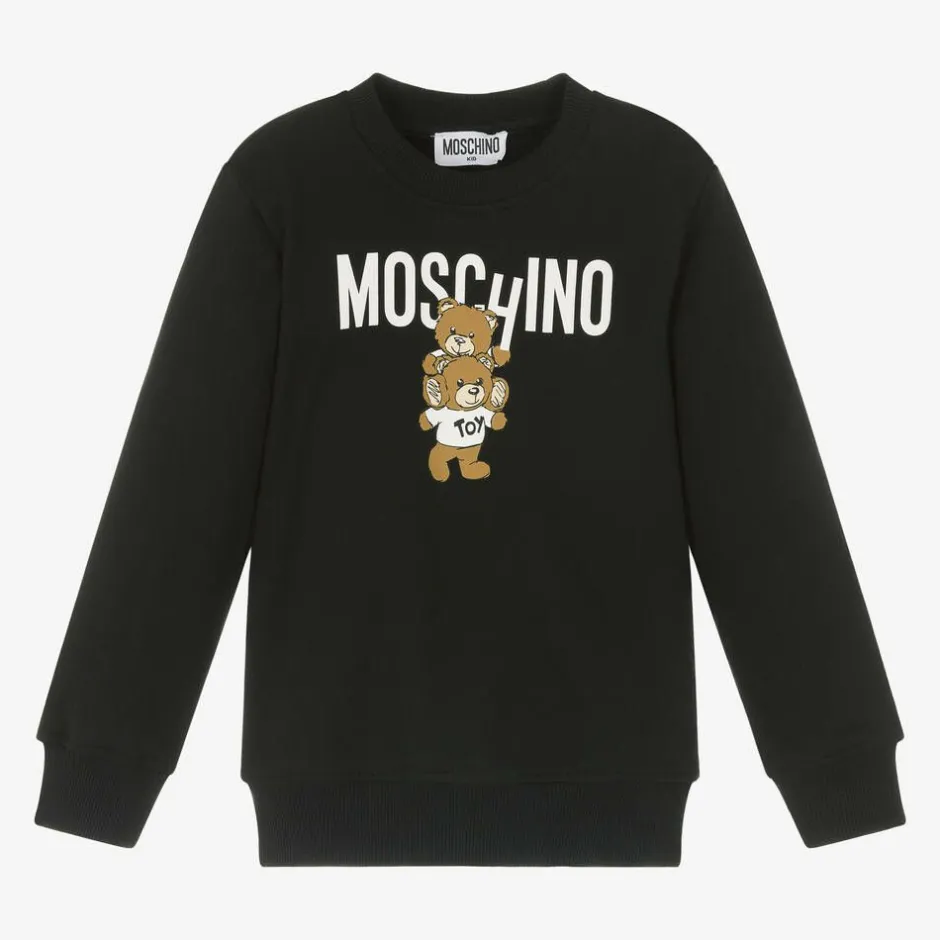 Moschino Kid-Teen Black Cotton Teddy Bear Sweatshirt New