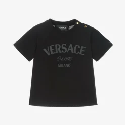 Versace Black Cotton Wild Barocco T-Shirt Clearance