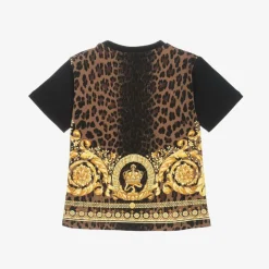 Versace Black Cotton Wild Barocco T-Shirt Clearance