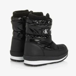 Calvin Klein Black Faux Leather Snow Boots Discount