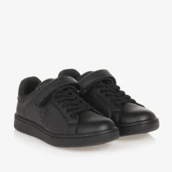 Calvin Klein Black Faux Leather Trainers Outlet