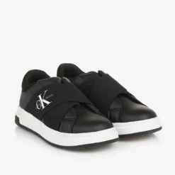 Calvin Klein Black Faux Leather Trainers Sale