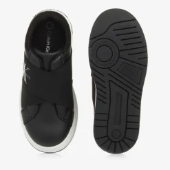 Calvin Klein Black Faux Leather Trainers Sale