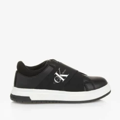 Calvin Klein Black Faux Leather Trainers Sale