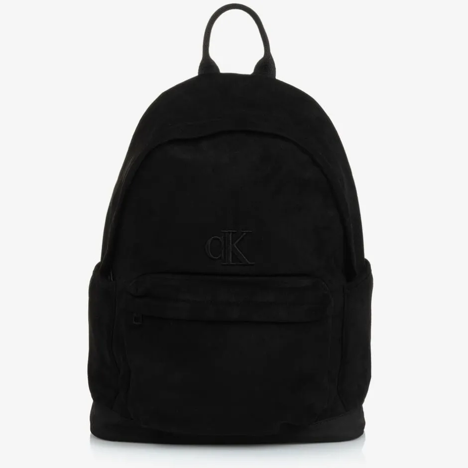 Calvin Klein Black Faux Suede Leather Backpack (40cm) New
