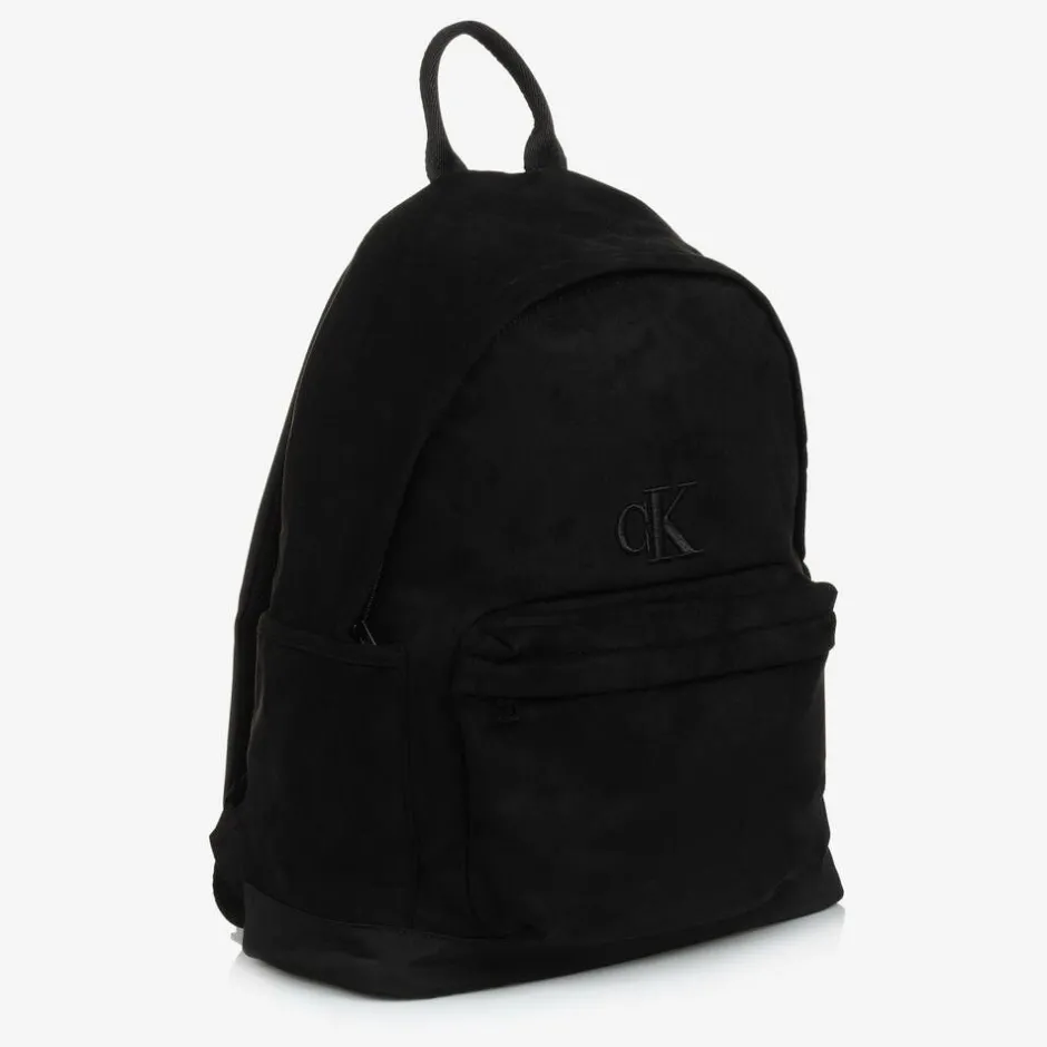 Calvin Klein Black Faux Suede Leather Backpack (40cm) New