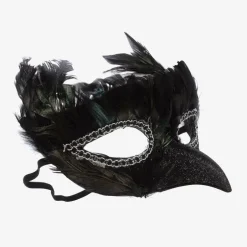 Souza Black Feather Bird Mask New