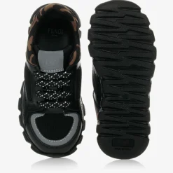 Fendi Black FF Leather Trainers New
