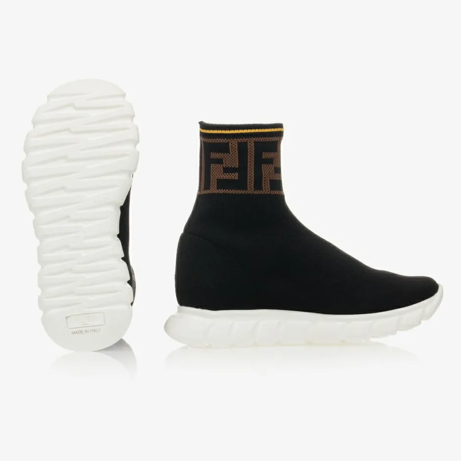 Fendi Black FF Logo Sock Trainers Clearance
