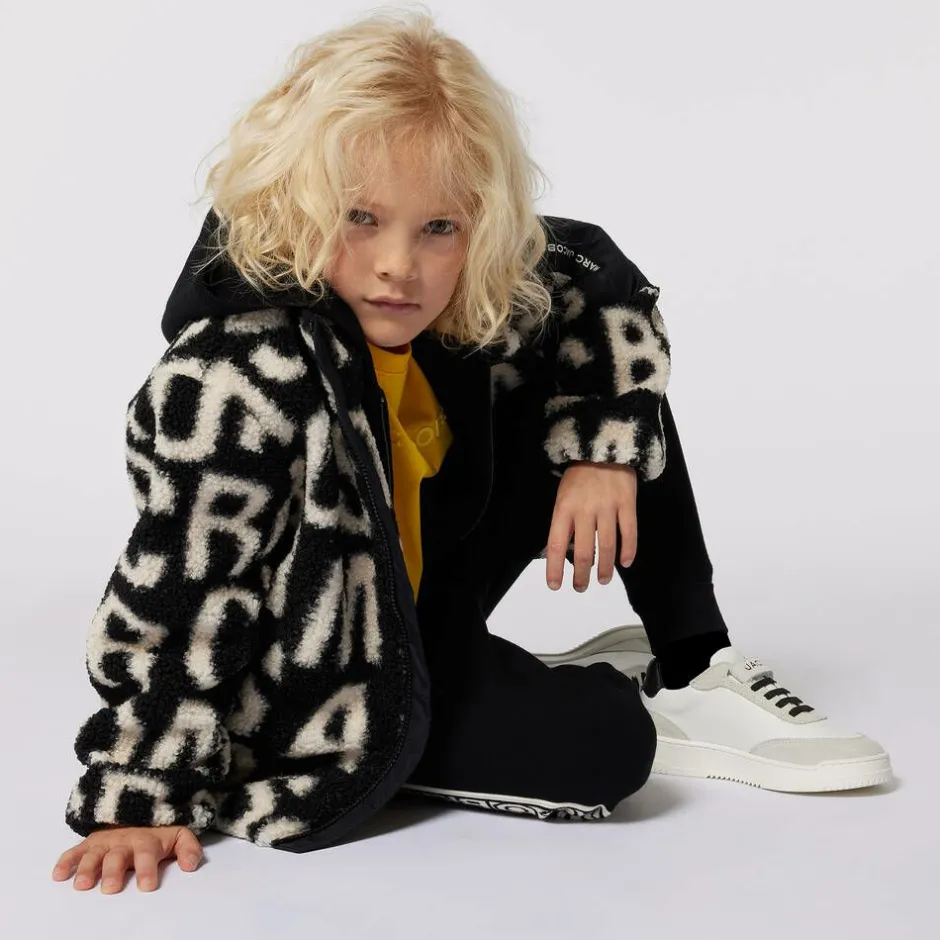 MARC JACOBS Black Fleece Jumbled Logo Zip-Up Top Sale