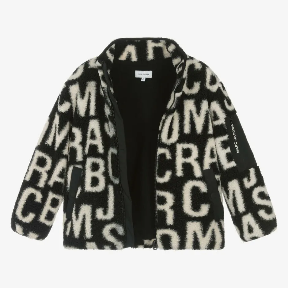 MARC JACOBS Black Fleece Jumbled Logo Zip-Up Top Sale
