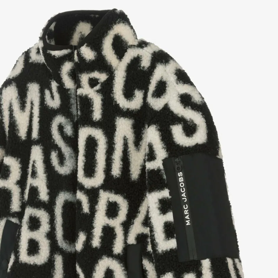 MARC JACOBS Black Fleece Jumbled Logo Zip-Up Top Sale