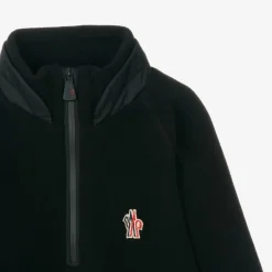 Moncler Enfant Black Fleece Zip-Up Top