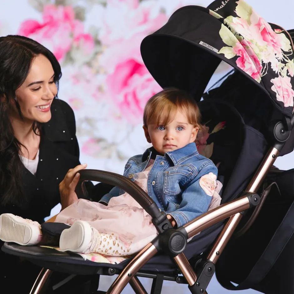 Monnalisa Black Floral Baby Stroller Online