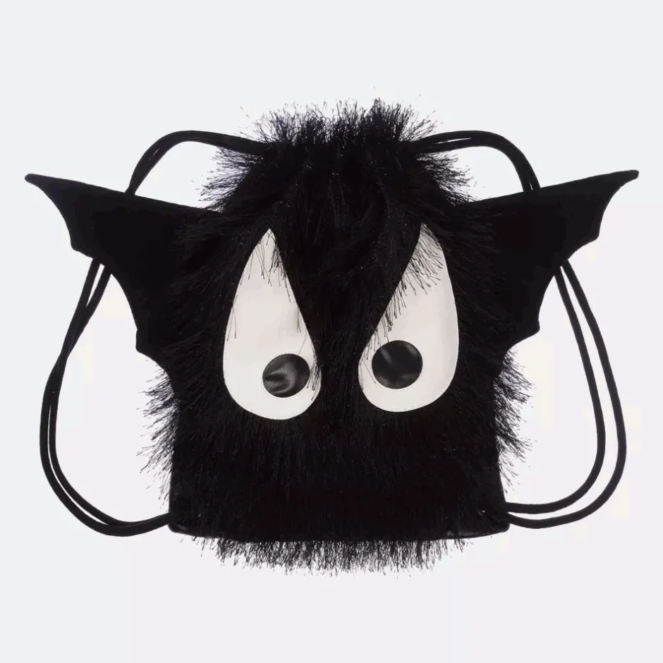 Wauw Capow Black Fluffy Bat Drawstring Bag (29cm) Clearance