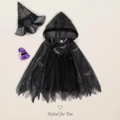 Souza Black Glitter Bat Costume Cape Hot