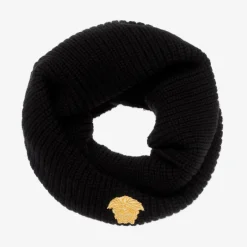 Versace Black Knitted Wool Snood Outlet