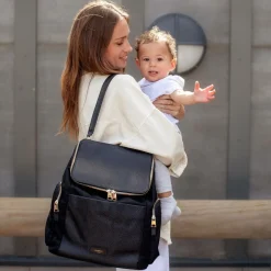 Storksak Black Leather Alyssa Changing Bag (38cm) Online