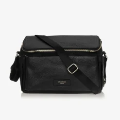 Storksak Black Leather Alyssa Stroller Organiser Bag (27cm) New