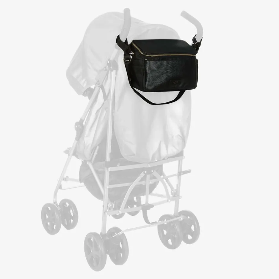 Storksak Black Leather Alyssa Stroller Organiser Bag (27cm) New