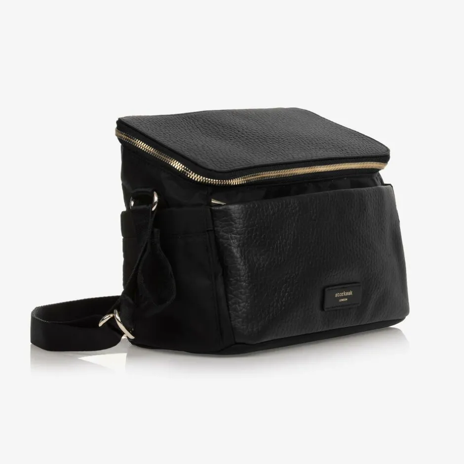 Storksak Black Leather Alyssa Stroller Organiser Bag (27cm) New