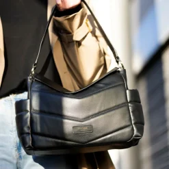 Storksak Black Leather Aria Compact Changing Bag (32cm) Hot