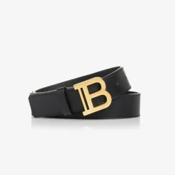 Balmain Black Leather Belt