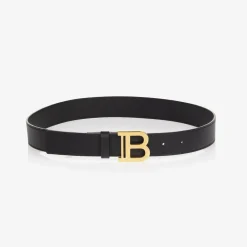 Balmain Black Leather Belt