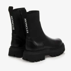 Moncler Enfant Black Leather Chelsea Boots