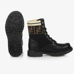 Fendi Black Leather FF Boots Online